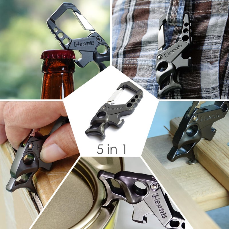 Hephis Heavy Duty Key Chain Bottle Opener,Carabiner Car Key Chains for Men and Women(Black - Image 2